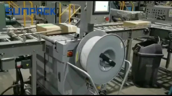 Máquina enfardadeira de mesa alta automática com tambor de liga de alumínio transportando linha de produtos industriais leves embalagem